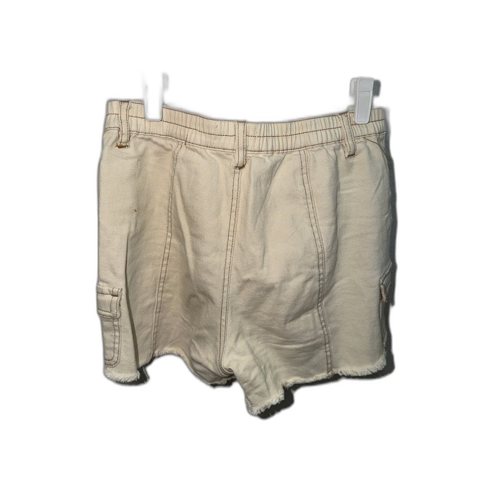 Madden NYC Cargo Shorts Womens Size M Khaki Distressed Raw Hem Utility - Picture 3 of 4